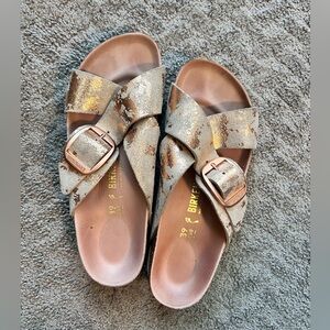 Birkenstock Siena Big Buckle Rose Gold Metallic Copper Exquisite Slide Sandals